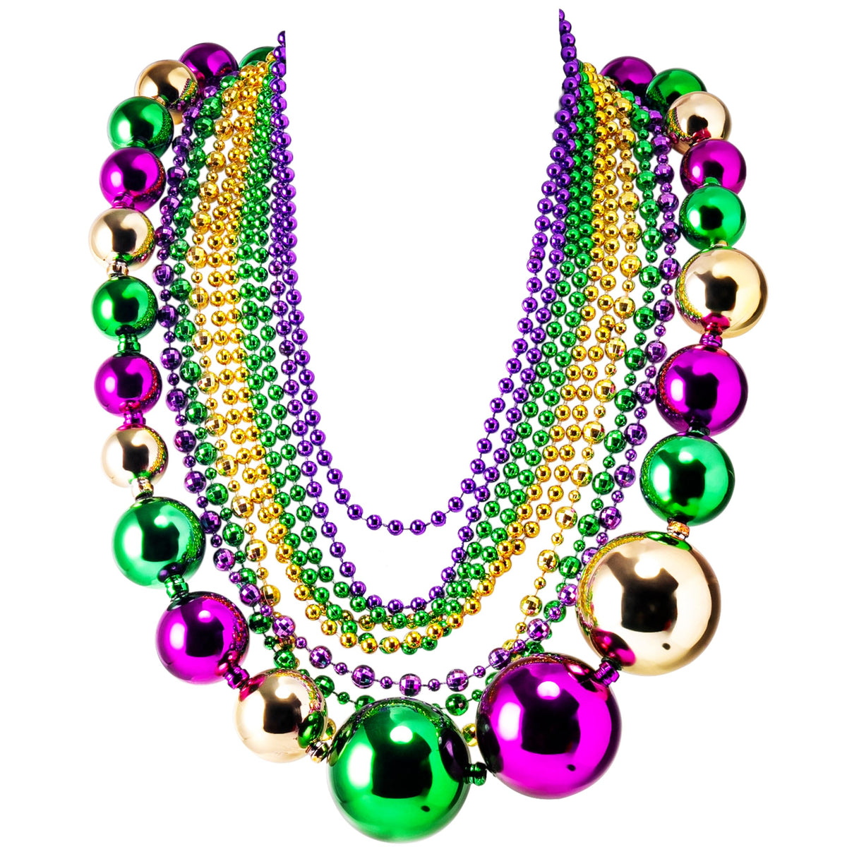 JOYIN jumbo ball Mardi Gras necklace adds bold color to party outfits.