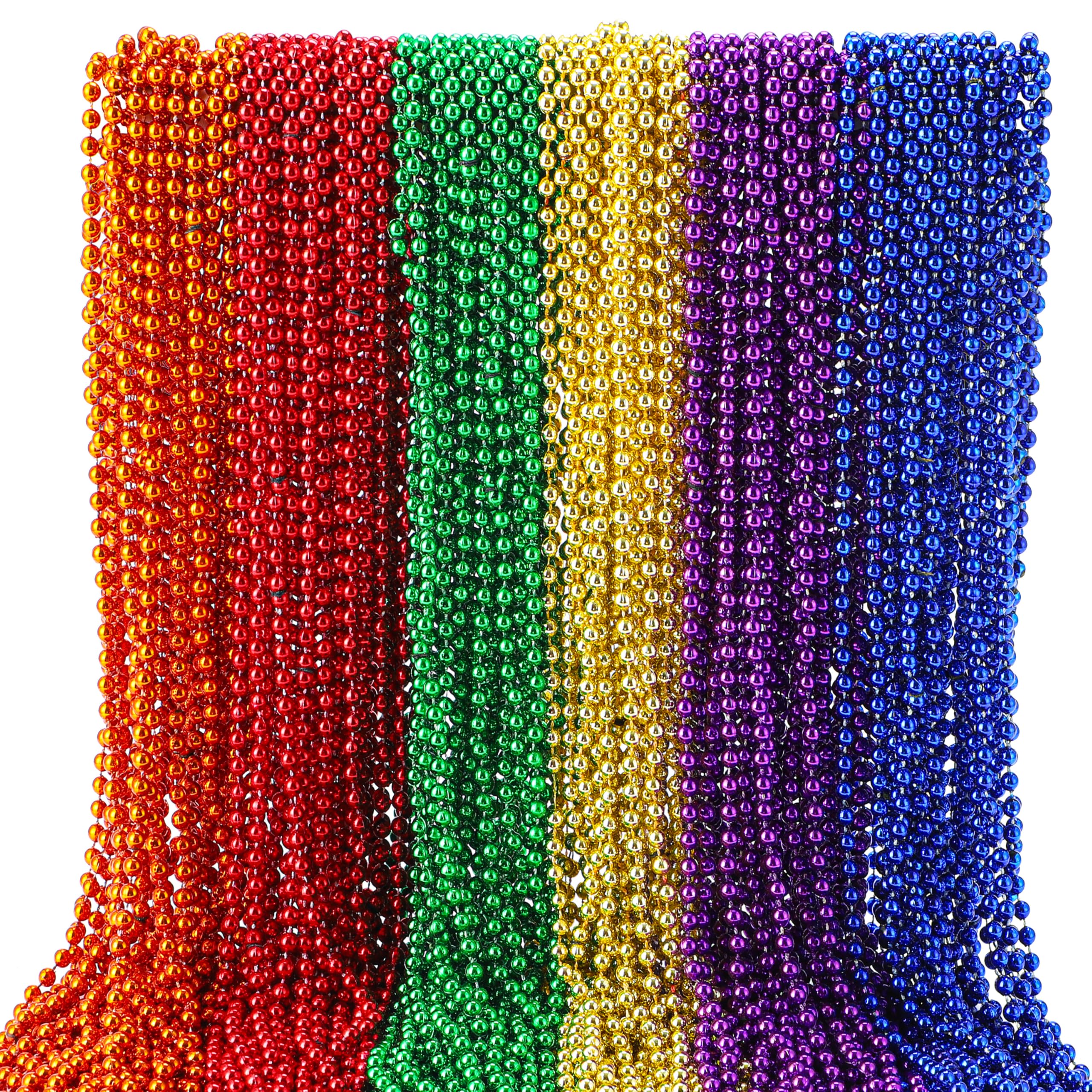 JOYIN Mardi Gras beads 72-piece display in six colors for party decor