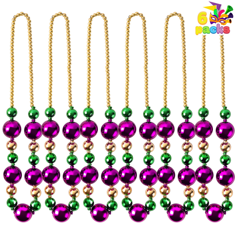 JOYIN Mardi Gras jumbo bead necklaces, 44 inches, parade-ready.