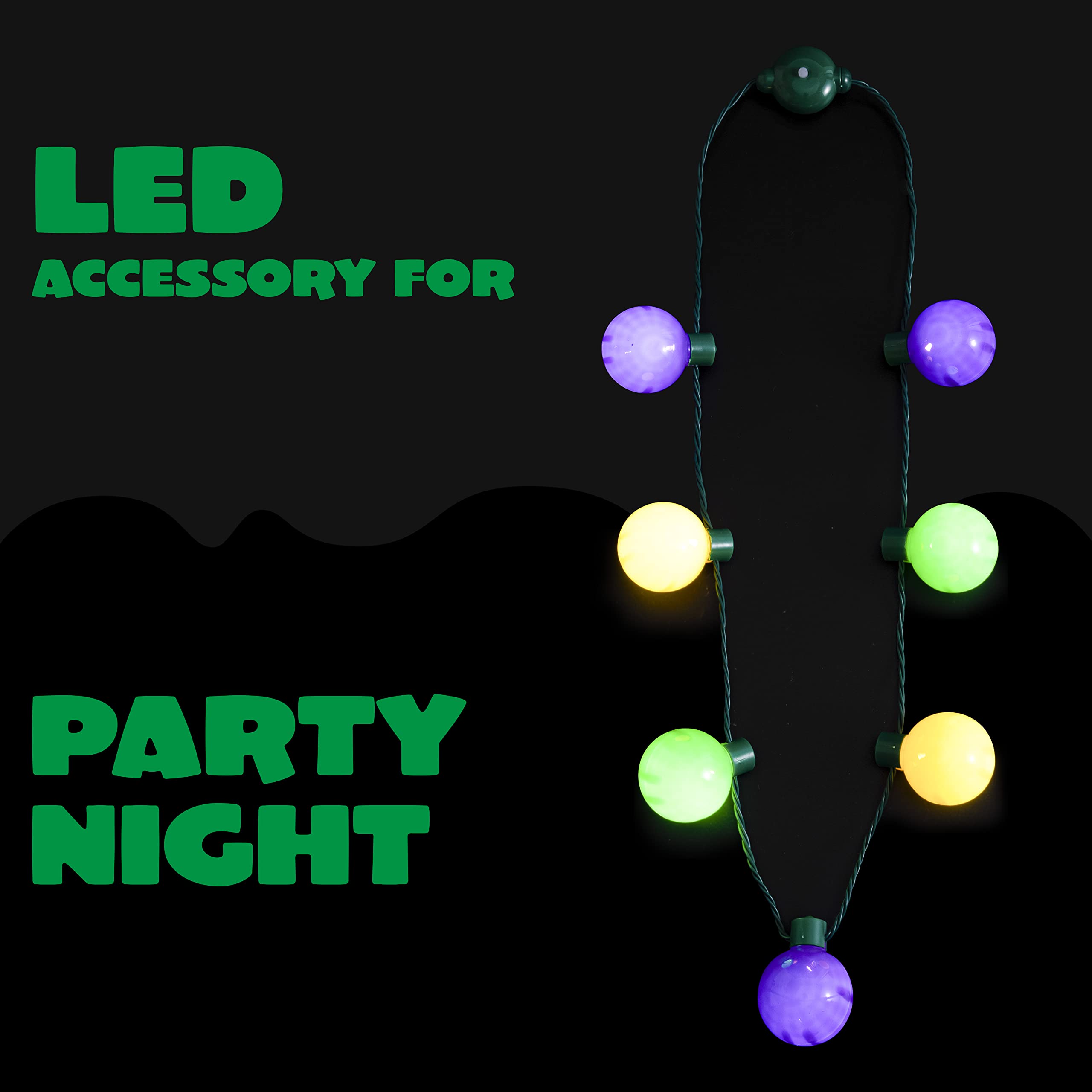 JOYIN Mardi Gras LED necklace displaying 6 lighting modes for versatile moods
