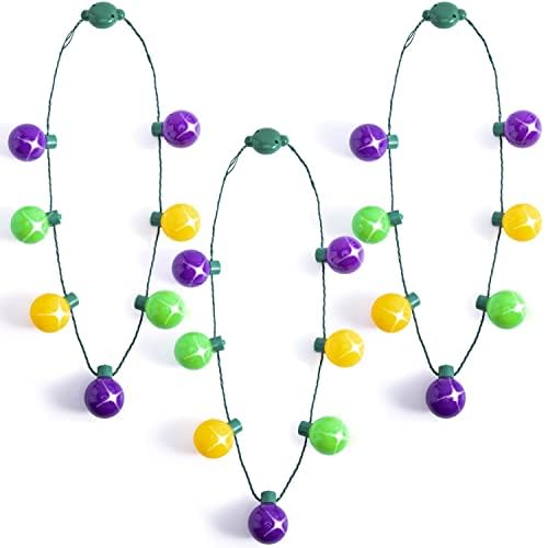 JOYIN Mardi Gras LED necklace close-up bulbs showing bright LEDs