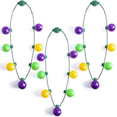JOYIN Mardi Gras LED necklace close-up bulbs showing bright LEDs