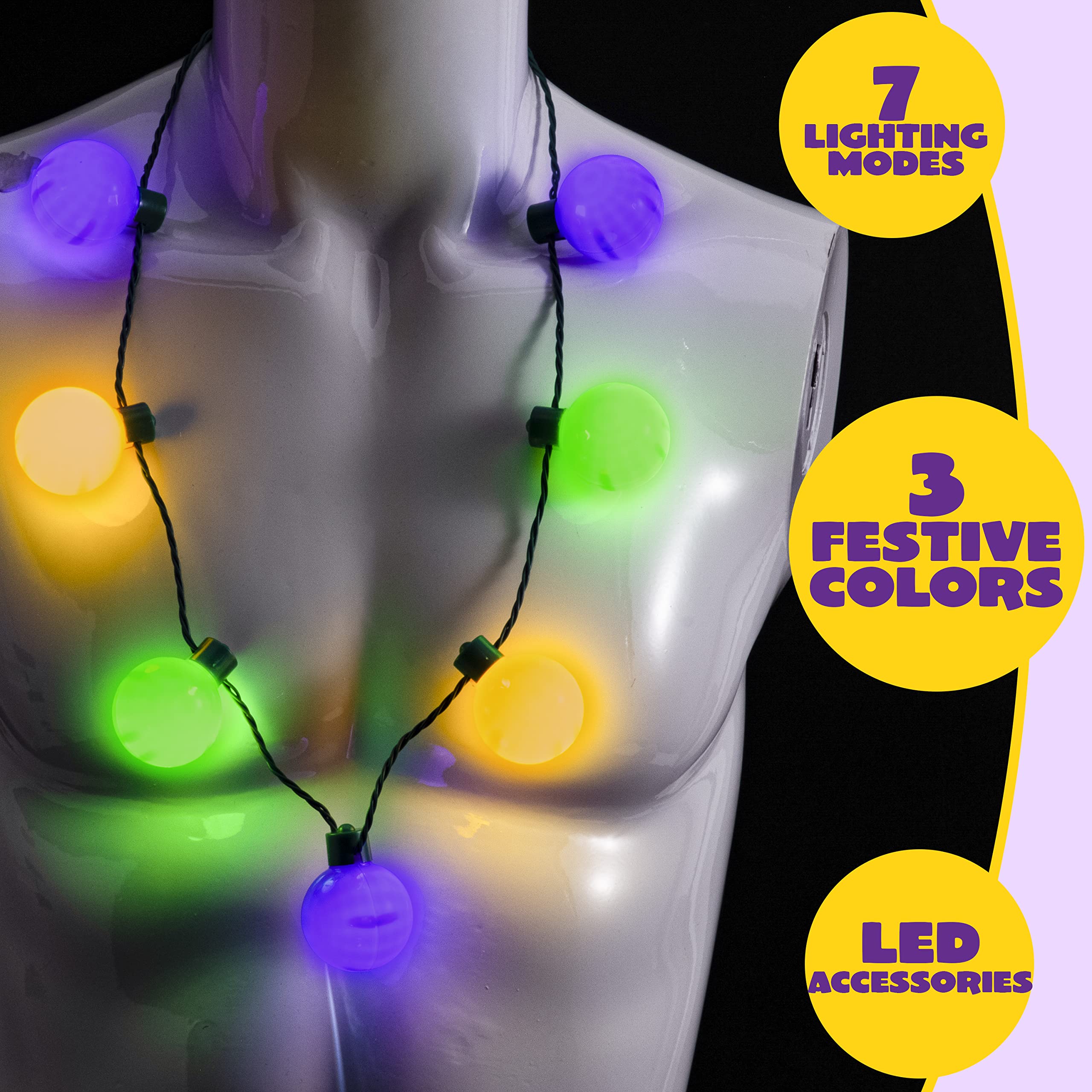 JOYIN Mardi Gras LED necklace with gold lights for vibrant party favors