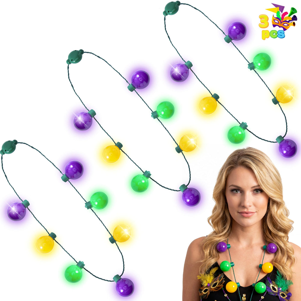 JOYIN Mardi Gras LED necklace with green lights for festive parades and parties