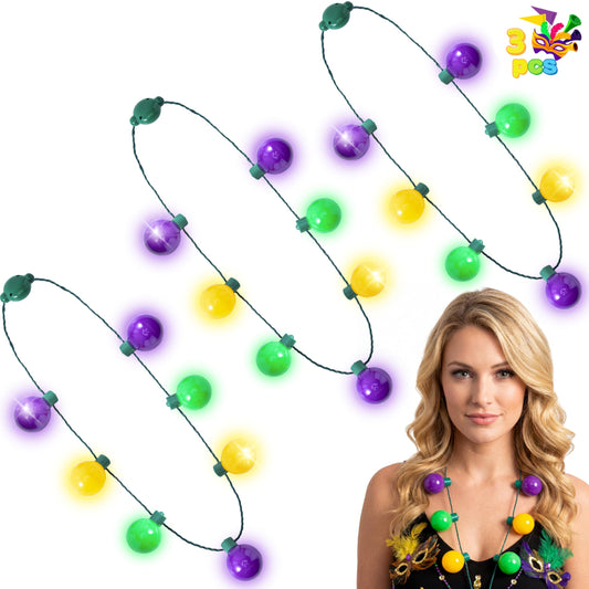 JOYIN Mardi Gras LED necklace with green lights for festive parades and parties