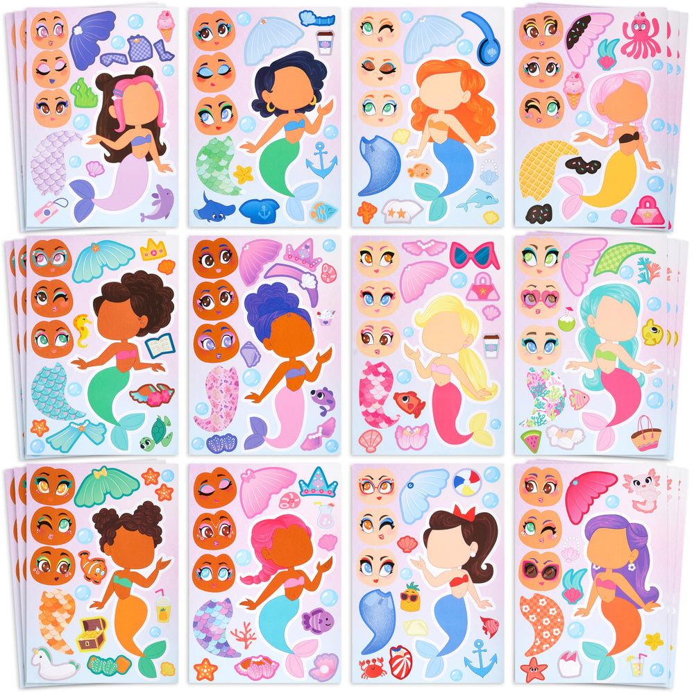 joyin mermaid sticker sheets collection for kids' crafts and party favors.