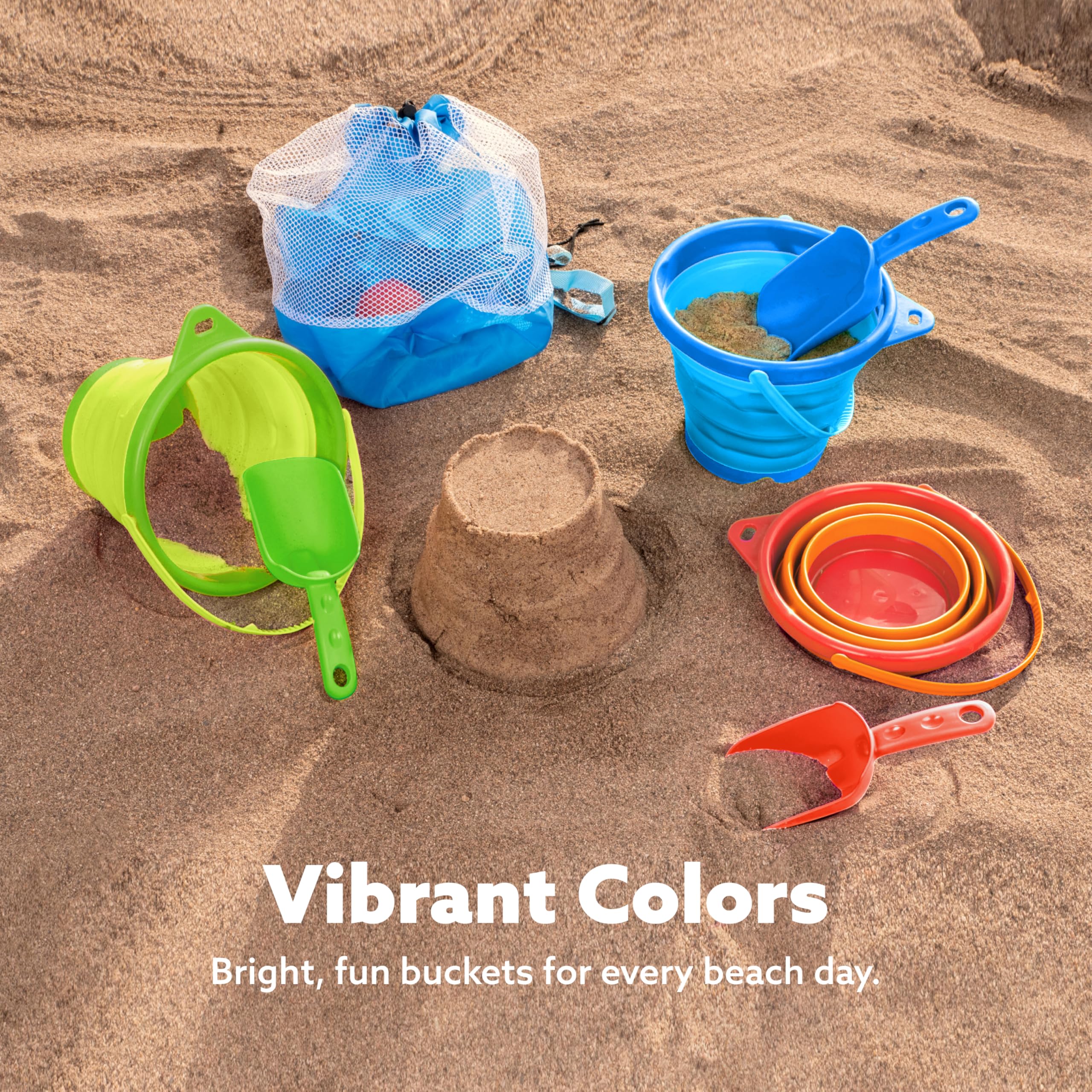 JOYIN mesh backpack keeps toys organized and lets sand dry quickly