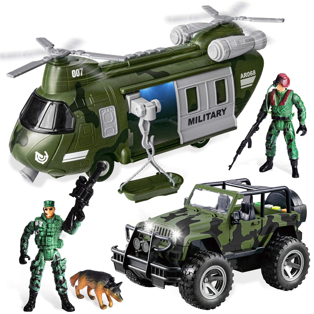 JOYIN transport helicopter with lights and siren for immersive pretend play