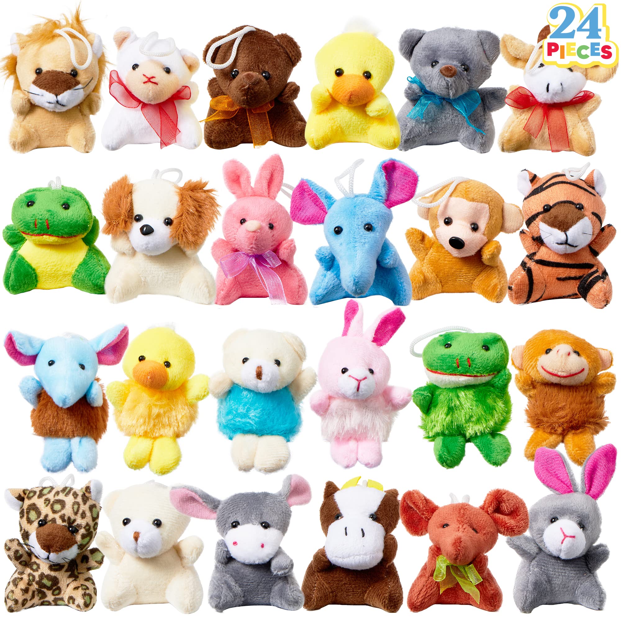 JOYIN mini animal plush keychain set for backpacks and rewards.