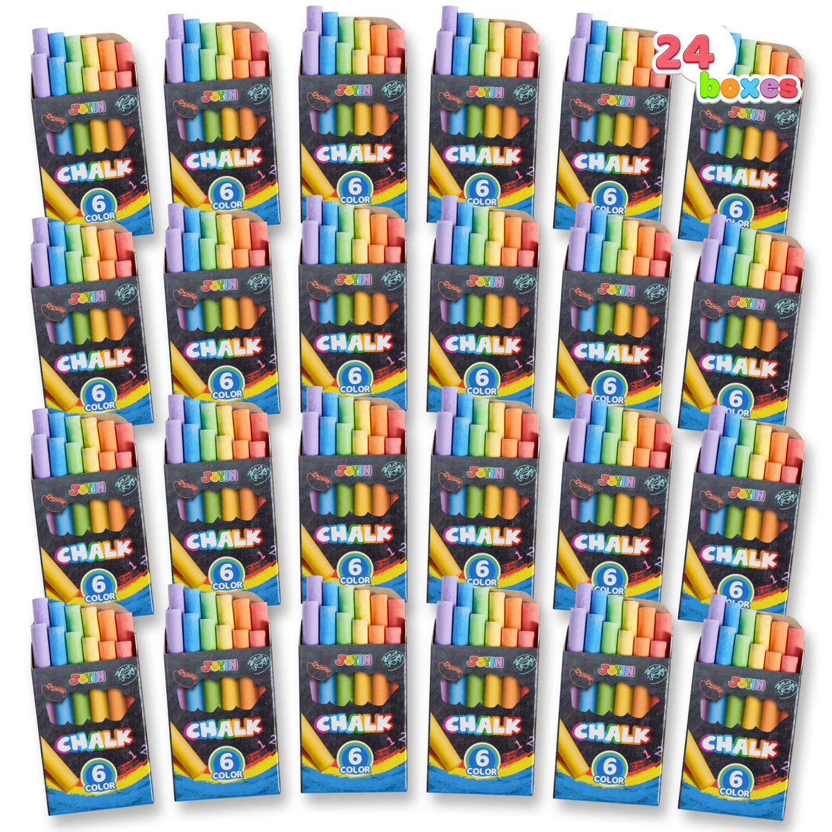 JOYIN mini chalk set with 24 boxes and six bright colors for kids' art