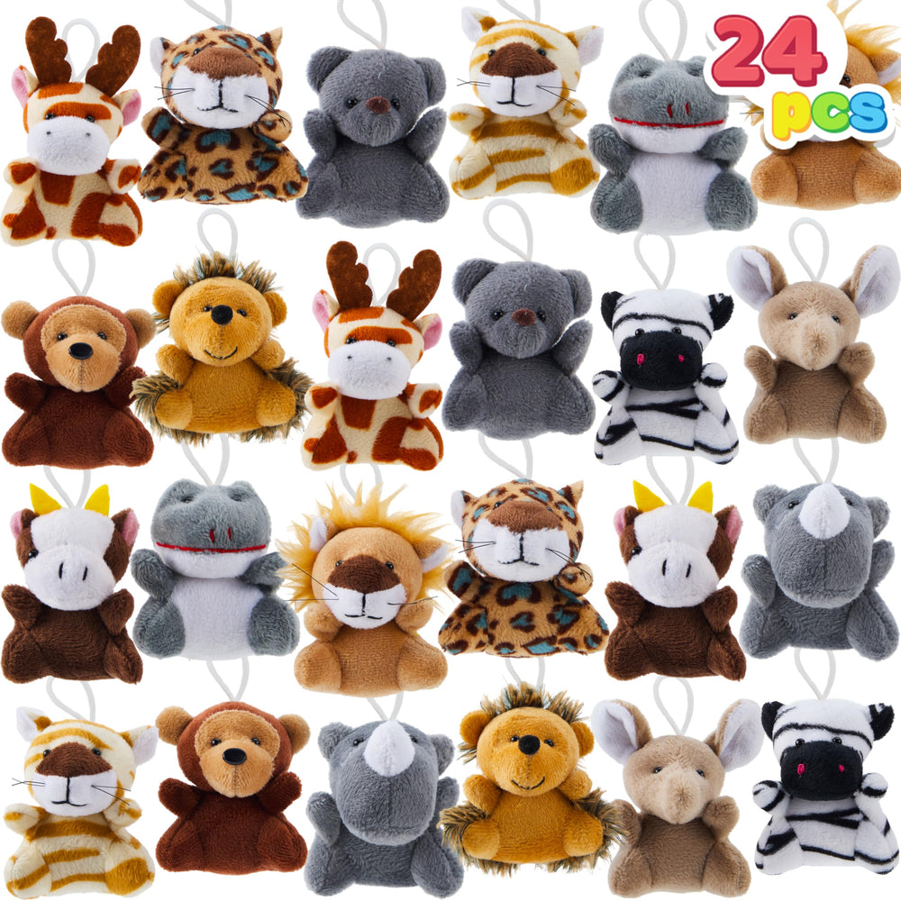 JOYIN mini safari animal plush toy set with 12 designs, ideal for classroom rewards.