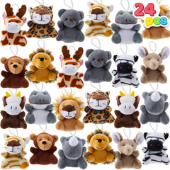 JOYIN mini safari animal plush toy set with 12 designs, ideal for classroom rewards.