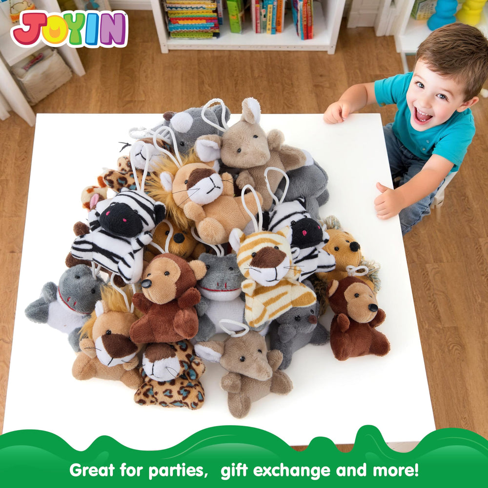 JOYIN mini safari plush set, 12 designs, charming keychains.