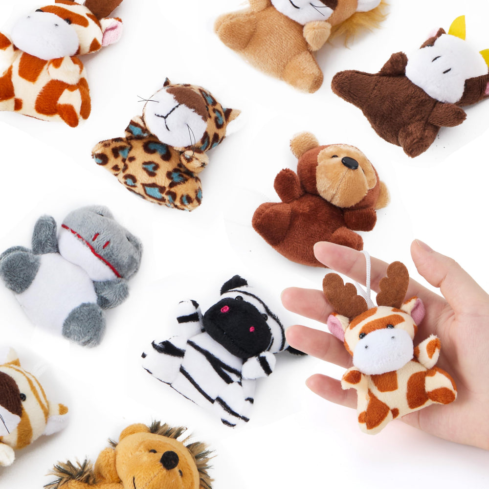 JOYIN mini safari plush set, 12 designs, soft playtime buddy.