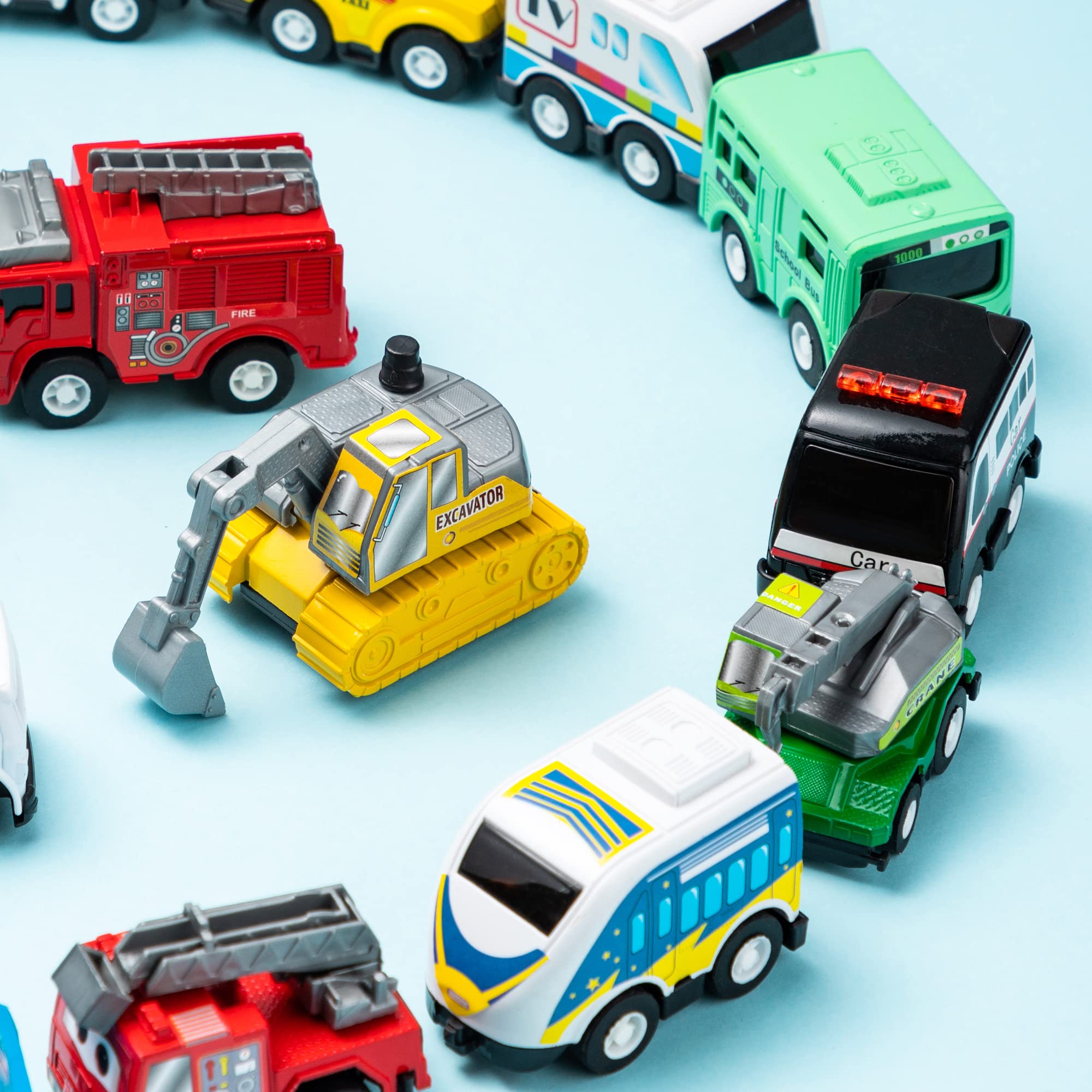 JOYIN mixed vehicles pull-back set, vibrant, safe, no-battery fun for kids