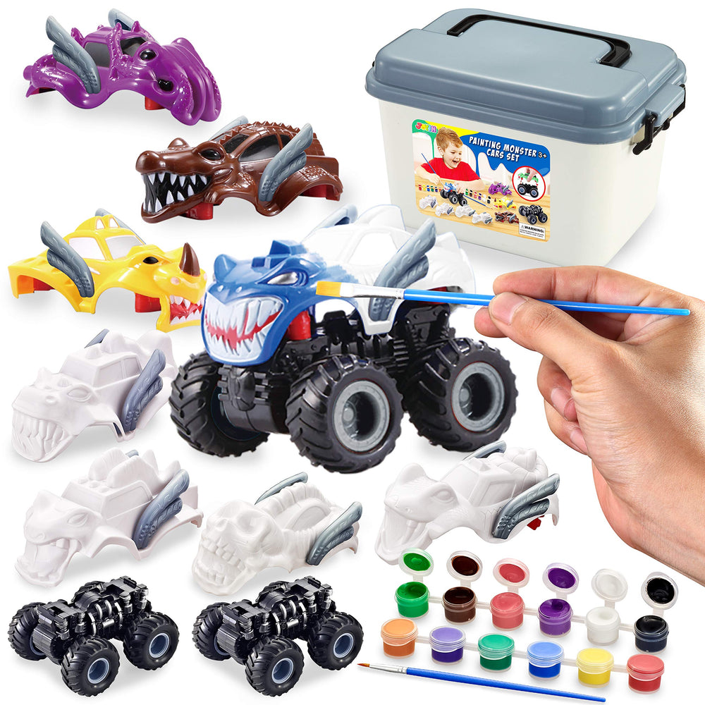 JOYIN monster car kit packaging with paints for easy at-home crafts.