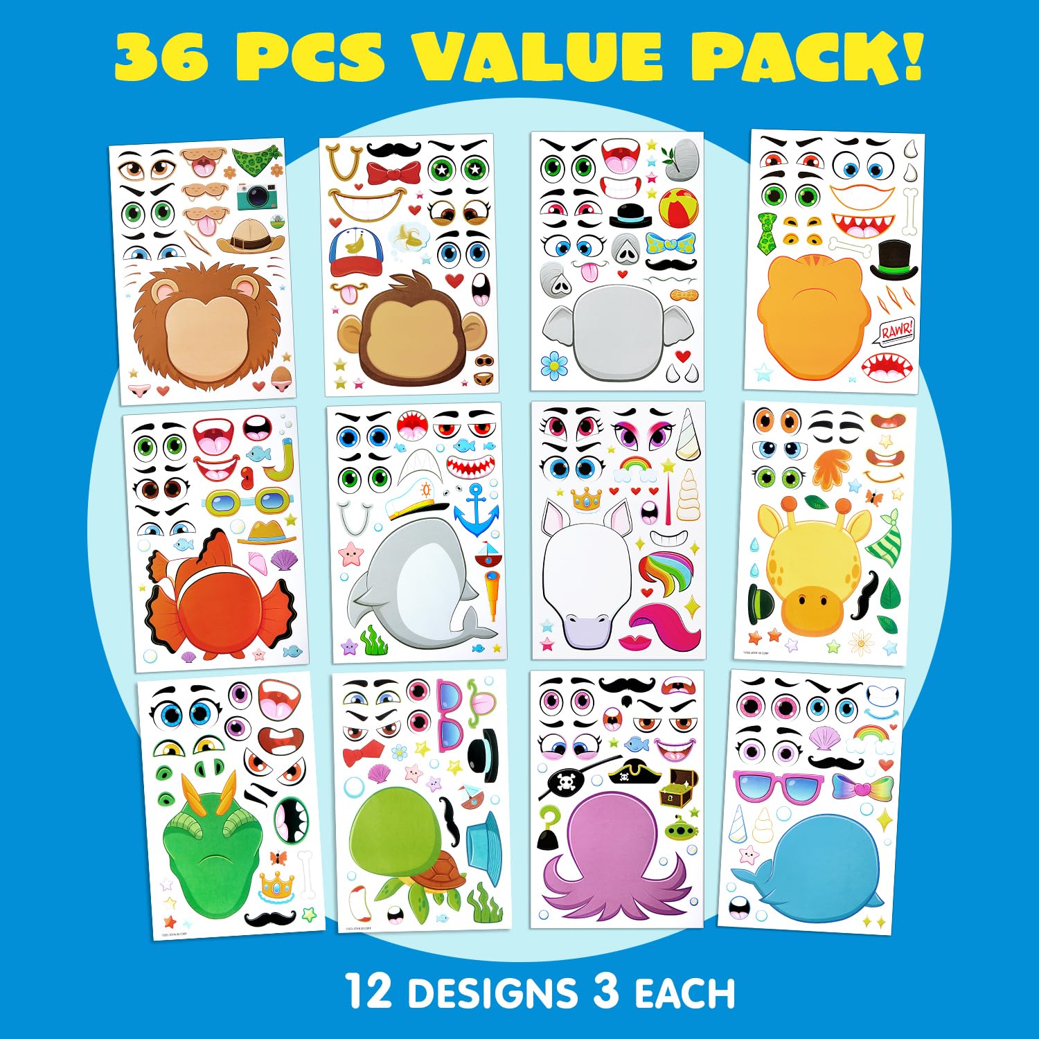 JOYIN octopus face stickers inspire creative grouping and colorful party decor.