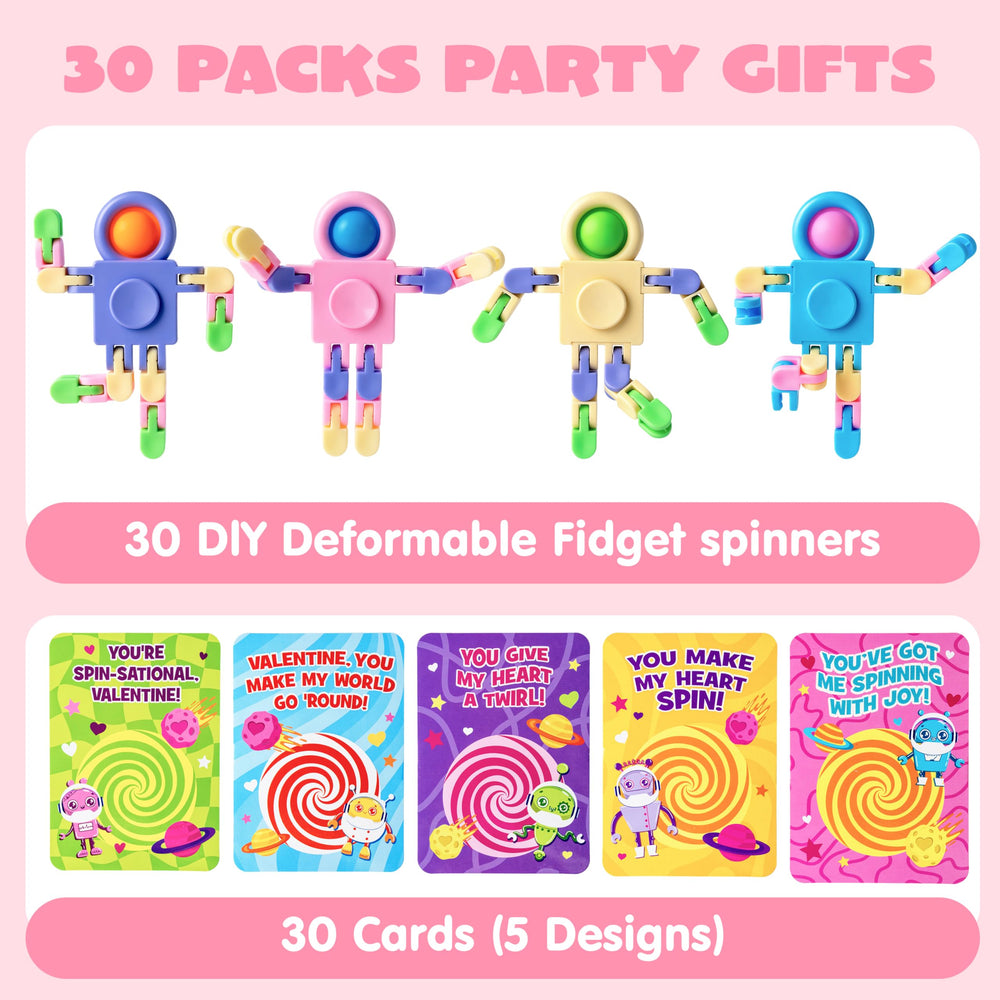 JOYIN pastel robot spinner card set, vibrant colors for sharing with friends