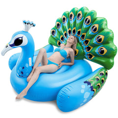 JOYIN peacock pool float with giant tail for stylish pool lounging.