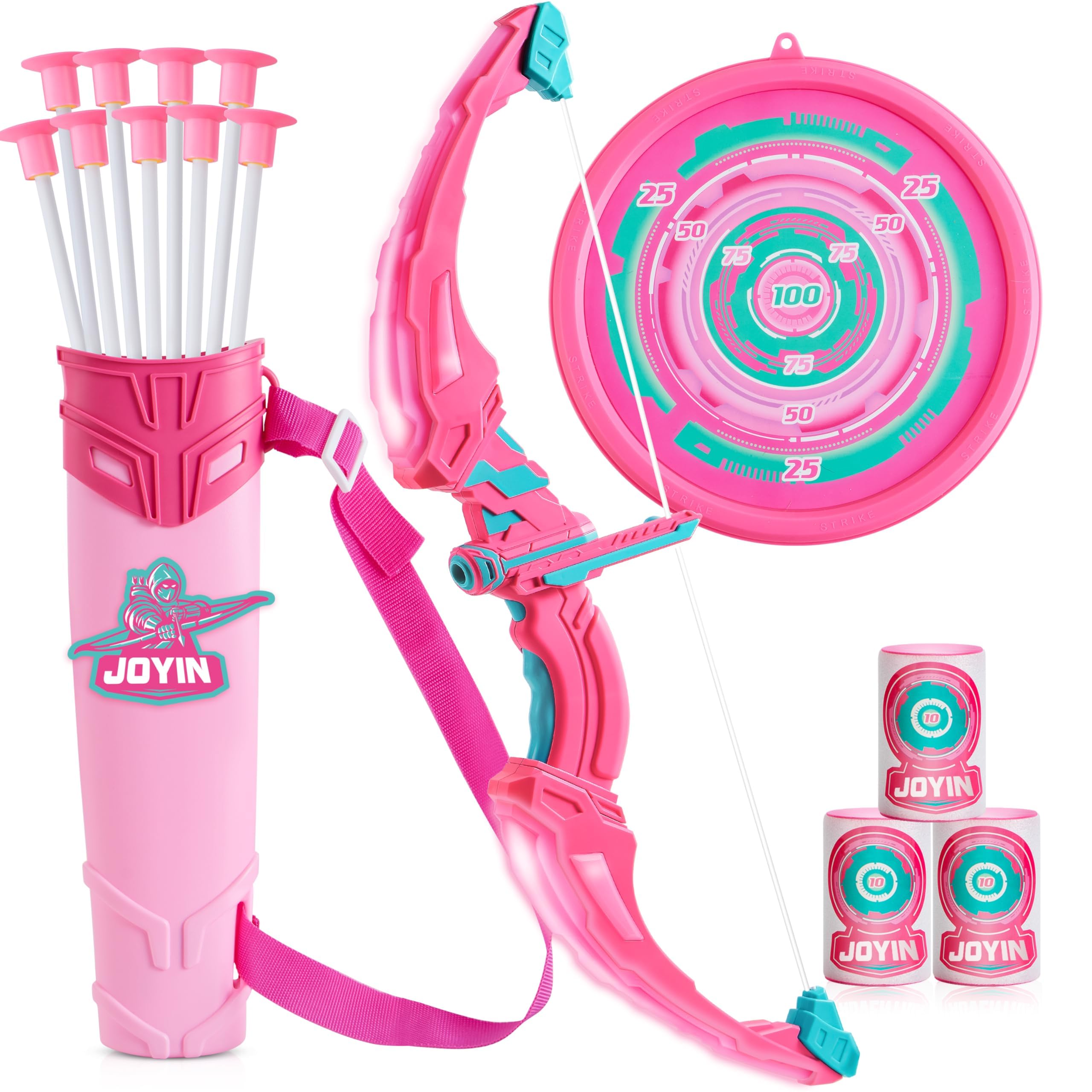 JOYIN pink bow and arrow set for girls in vibrant colors for safe, screen-free play.