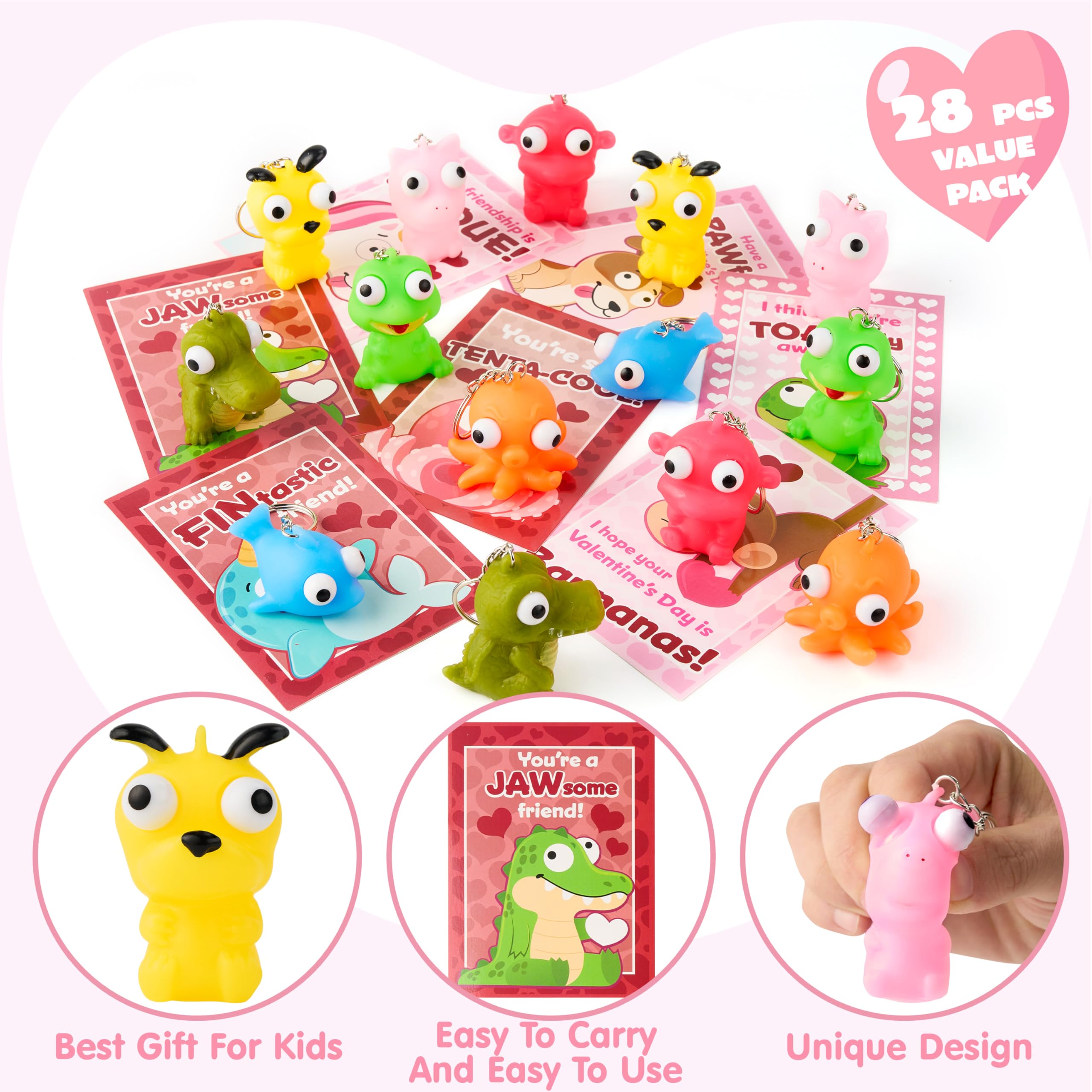 JOYIN valentines cards with animal popping eyes featuring seven playful designs.