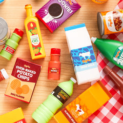 JOYIN play food can featuring a yogurt cup to invite healthy-snack pretend play.