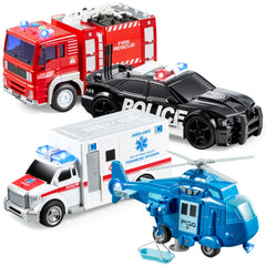 JOYIN police car with friction wheels for imaginative play and motor skill development.