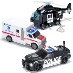 JOYIN police car toy set front view for imaginative play and manual dexterity