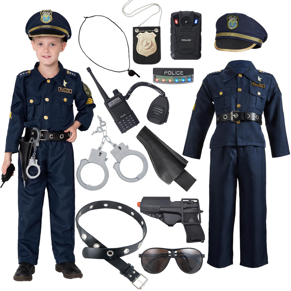JOYIN police costume toddler shirt-pants-hat for imaginative play