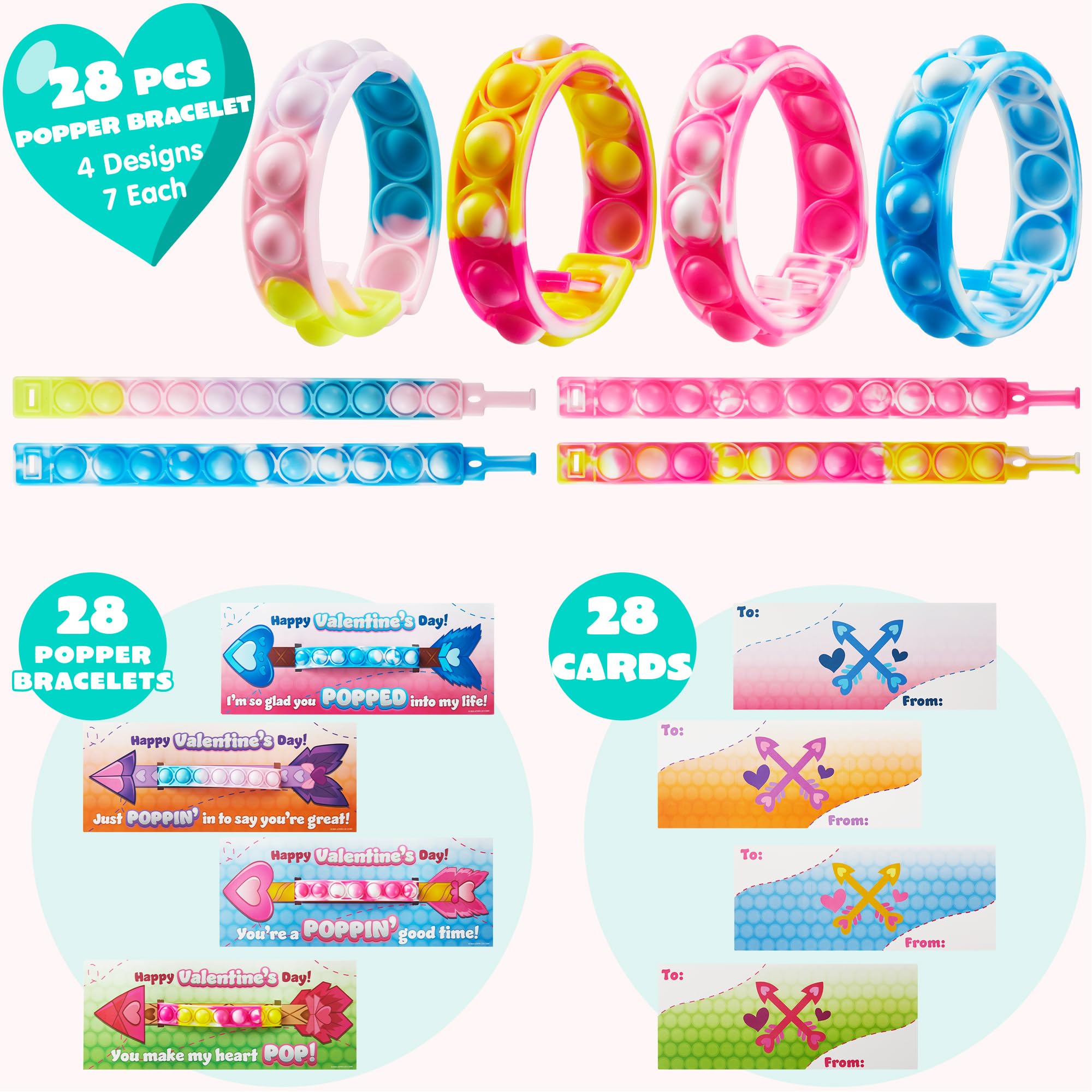 JOYIN pop bubble wristband close-up, ideal for sharing valentines in classrooms.