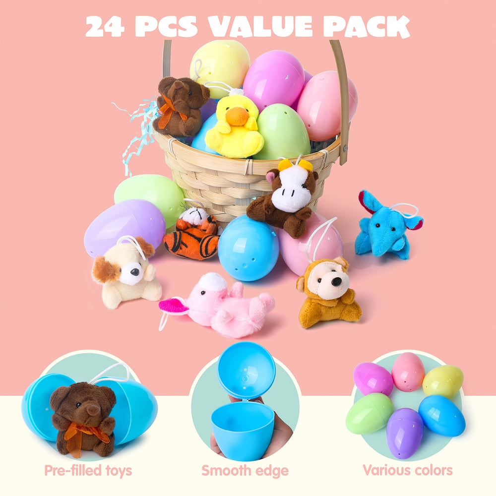 JOYIN prefilled eggs showcase colorful designs and soft plush surprises for kids.