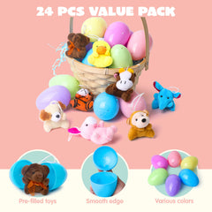 JOYIN prefilled eggs showcase colorful designs and soft plush surprises for kids.