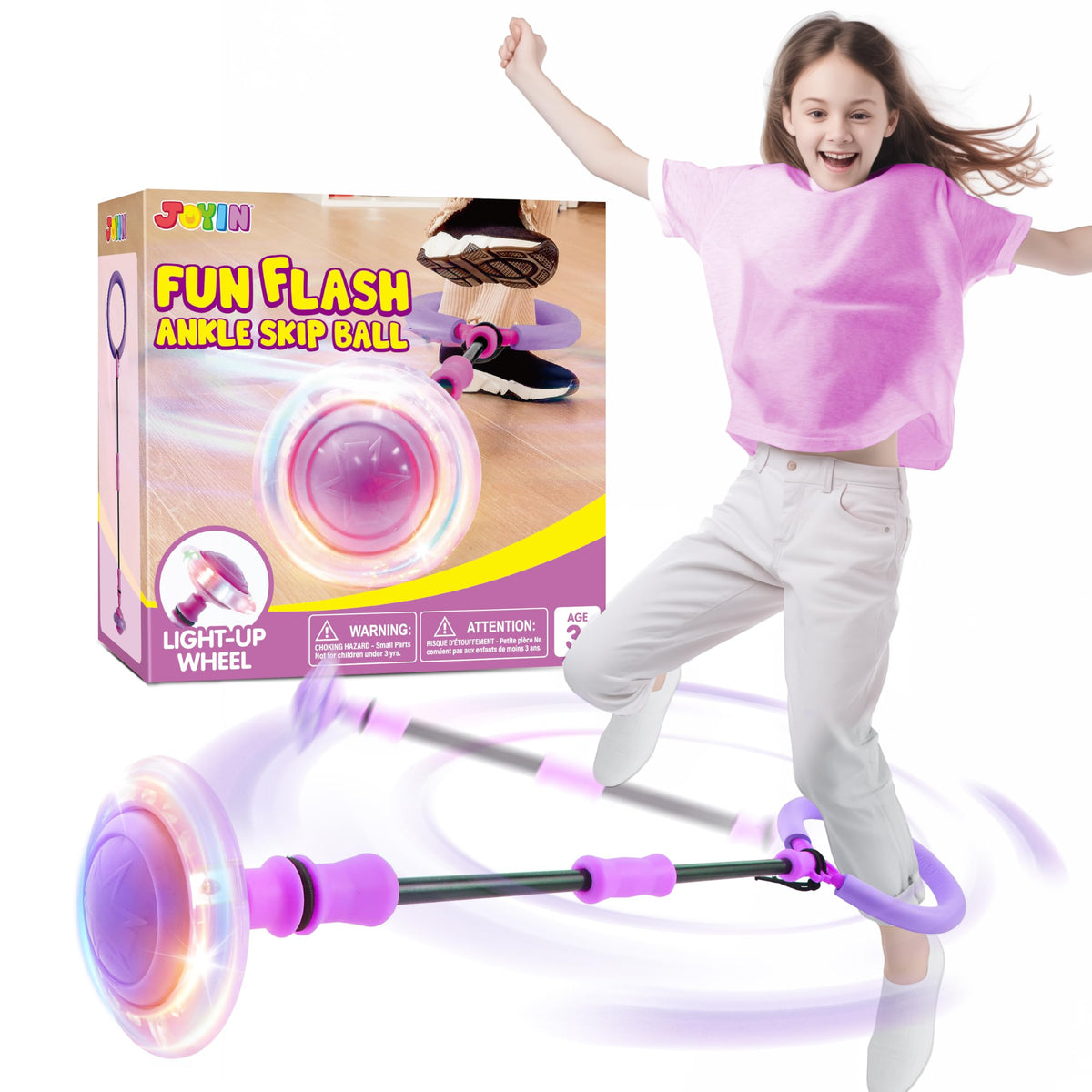 JOYIN Purple Ankle Skip Ball with flashing lights for vibrant outdoor play.
