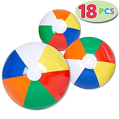 JOYIN rainbow beach ball on the beach; inspires social play and luau vibes.