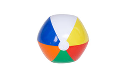 JOYIN rainbow beach ball deflated; easy storage and quick setup.