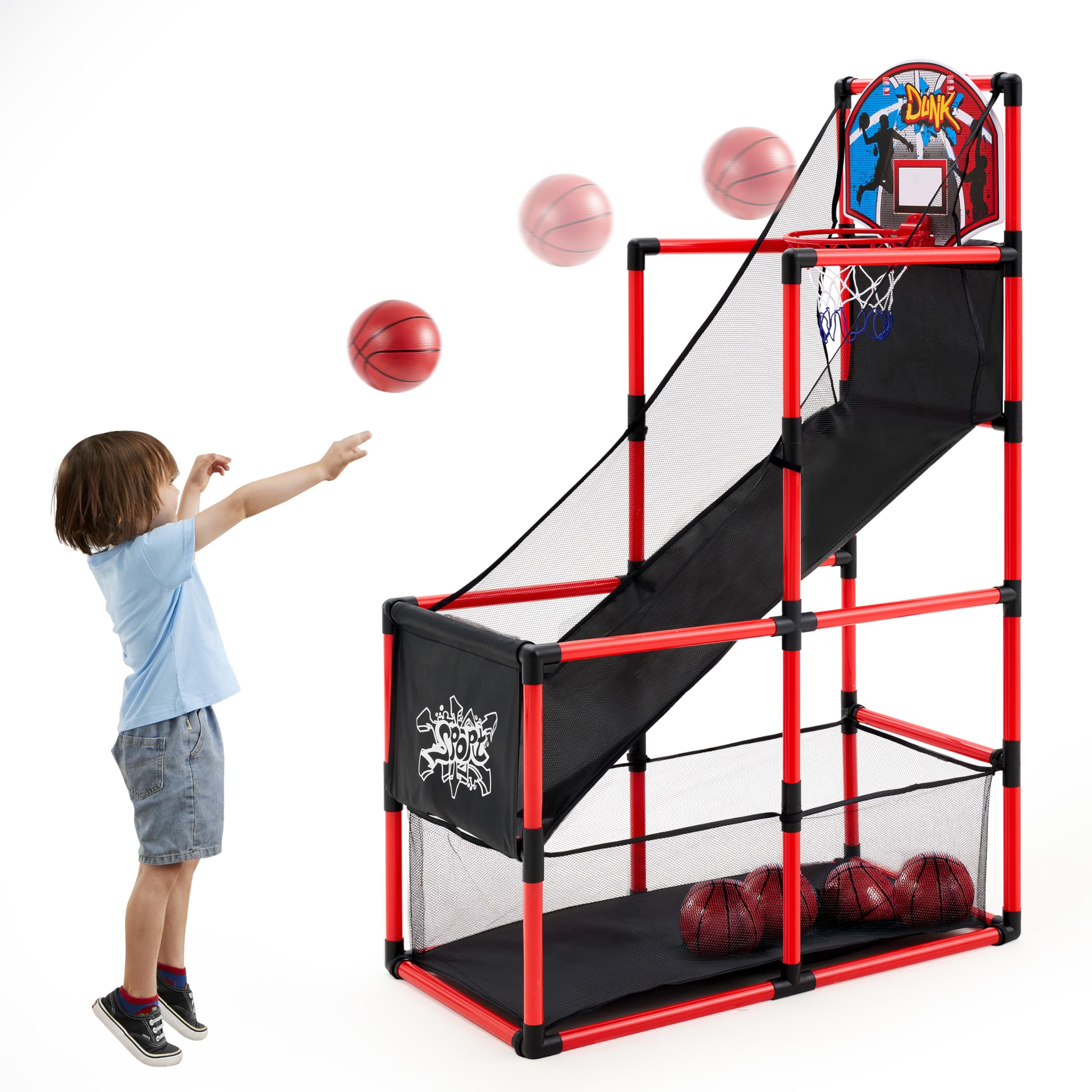 JOYIN red arcade basketball hoop assembly for a sturdy kids' playtime setup