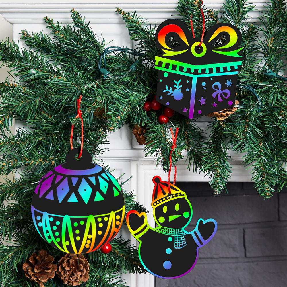 JOYIN reindeer scratch-art ornament ready for tree display.