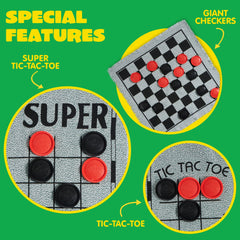 JOYIN reversible mat showcases tic-tac-toe and checkers on one surface.