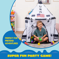 JOYIN rocket ship play tent foldable-poles enable compact storage