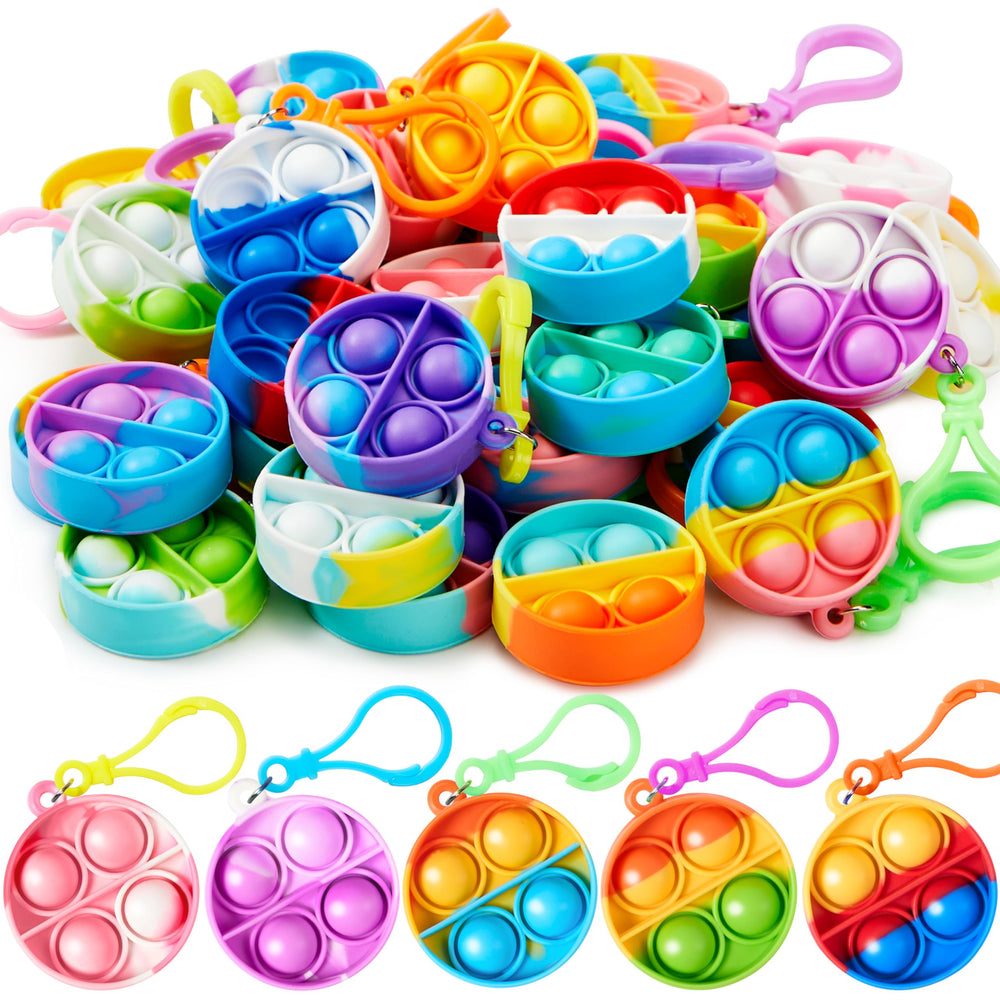 JOYIN Round Pop Keychain 90-pack colors offers vibrant variety for classrooms and party favors.
