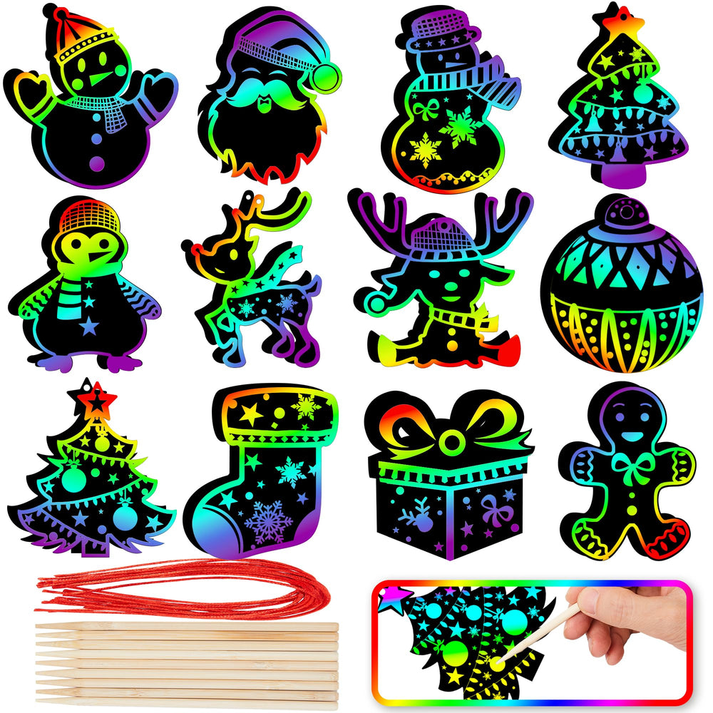 JOYIN scratch-art ornaments pack ready for festive decorations.