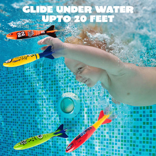 JOYIN shark diving toys underwater retrieval easy to spot for kids during pool games.