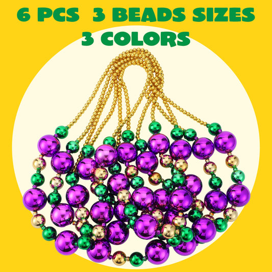 JOYIN six-pack bead necklaces in gold green purple for festive outfits.