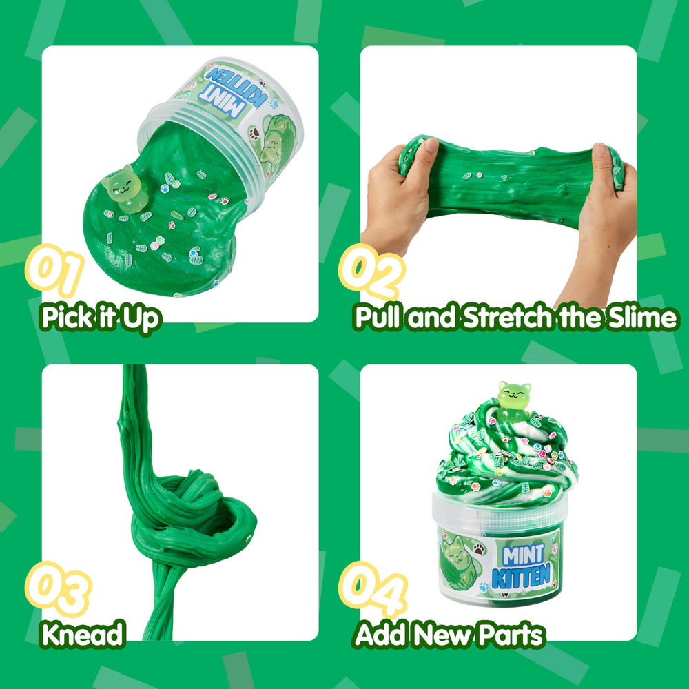 JOYIN mint slime offers smooth texture for molding and stretching fun.