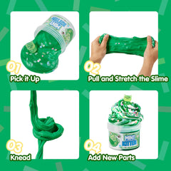 JOYIN mint slime offers smooth texture for molding and stretching fun.