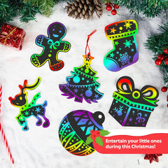 JOYIN snowman scratch-art ornament with rainbow reveal.