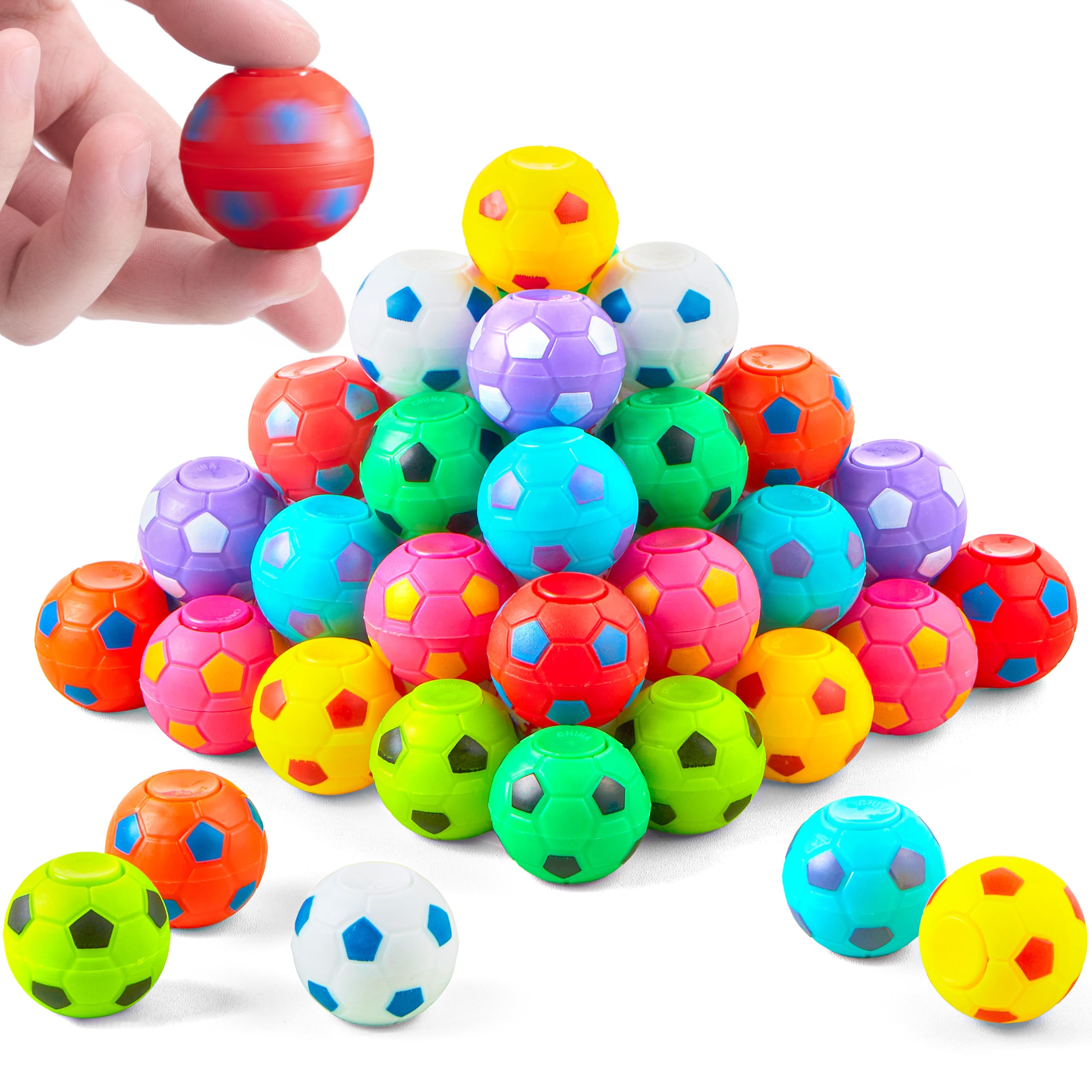 JOYIN soccer fidget spinner 36-pack with vibrant colors for classroom fun and stress relief