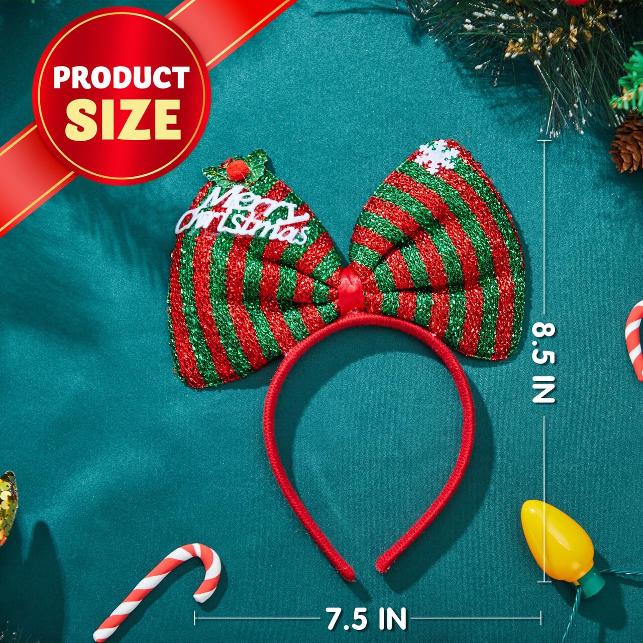 JOYIN sparkling red Santa bell headband shines in photos and stage costume play
