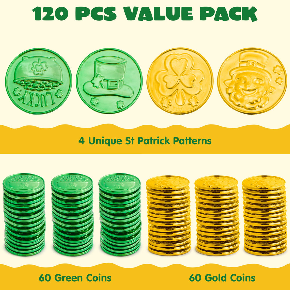 JOYIN St Patrick's coins green cauldron pattern creates playful centerpieces