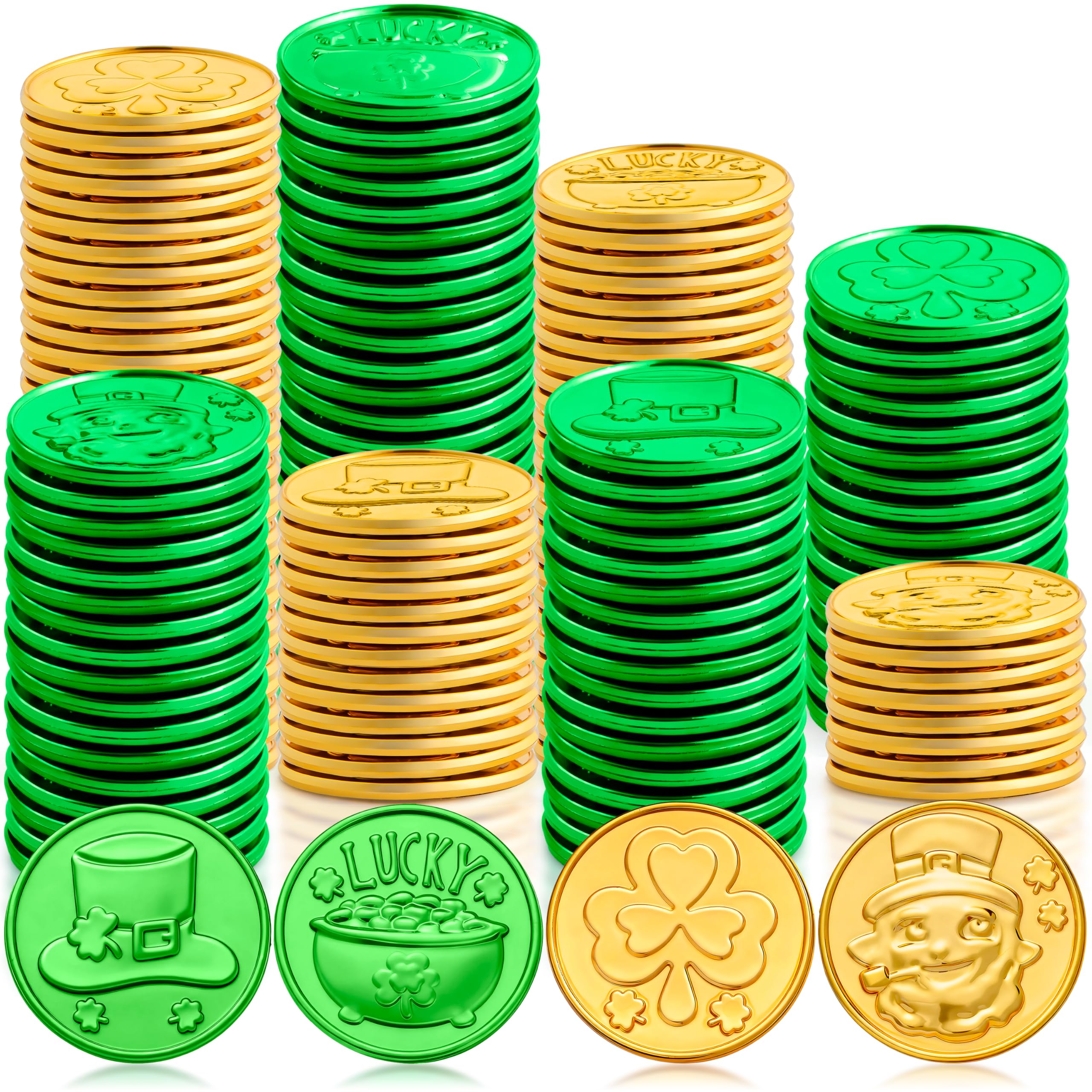 JOYIN St Patrick's coins green shamrock pattern for festive decor and party favors
